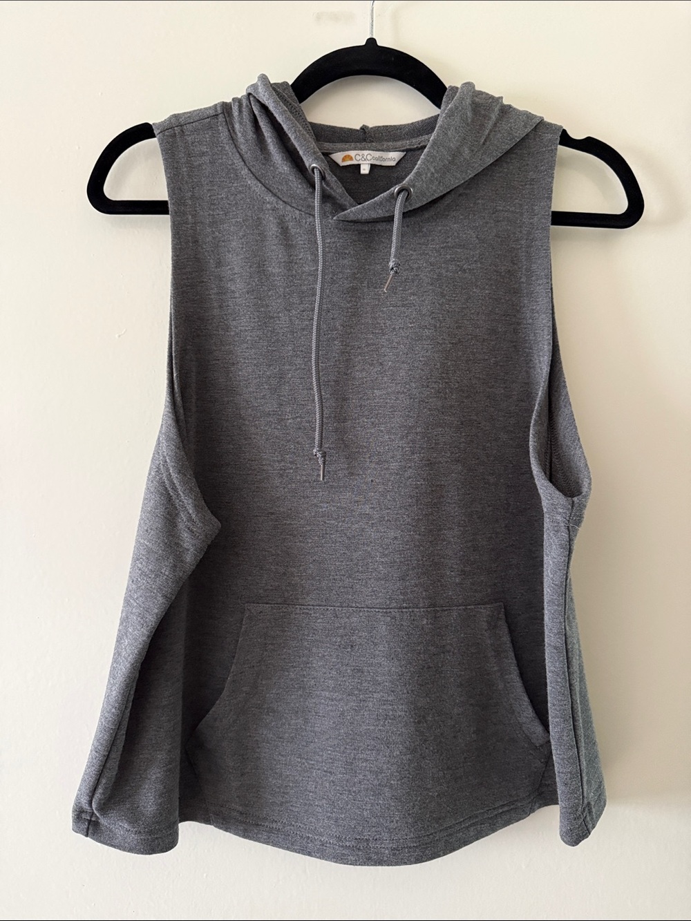 C&C California Charcoal Gray Sleeveless Hoodie Tank